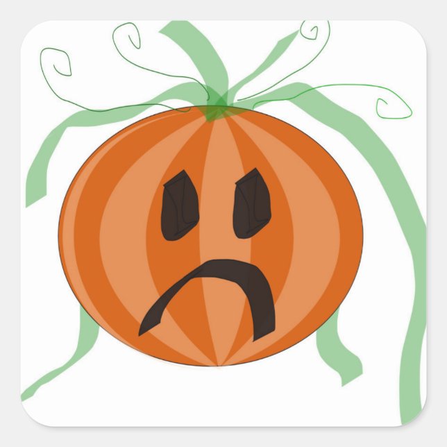 Adesivo Quadrado Pumpkin Cute Jack-O-Lanterna Triste (Frente)