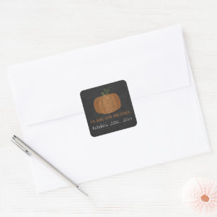 Adesivo Quadrado Pumpkin Laranja Casamento Preto