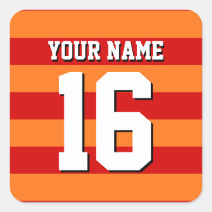 Adesivo Quadrado Pumpkin Orange Team Jersey Preppy Stripe