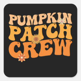 Adesivo Quadrado Pumpkin Patch Crew Retro Groovall outono