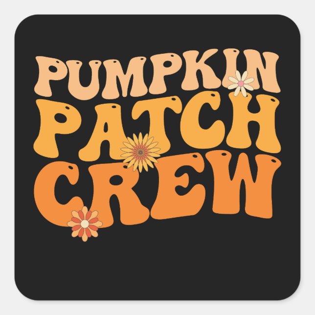 Adesivo Quadrado Pumpkin Patch Crew Retro Groovall outono (Frente)
