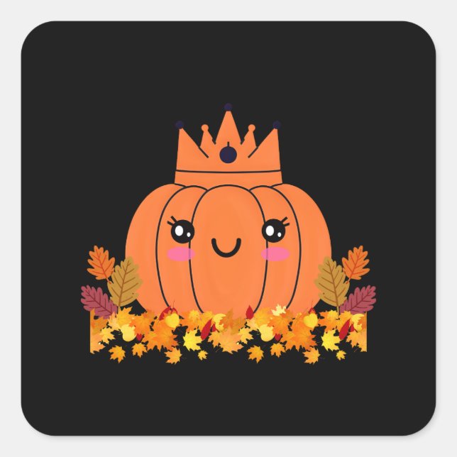 Adesivo Quadrado Pumpkin Queen | Camisa De Halloween De Queda Aesté (Frente)