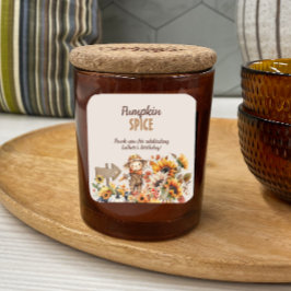 Adesivo Quadrado Pumpkin Spice Queda Favor de Aniversário