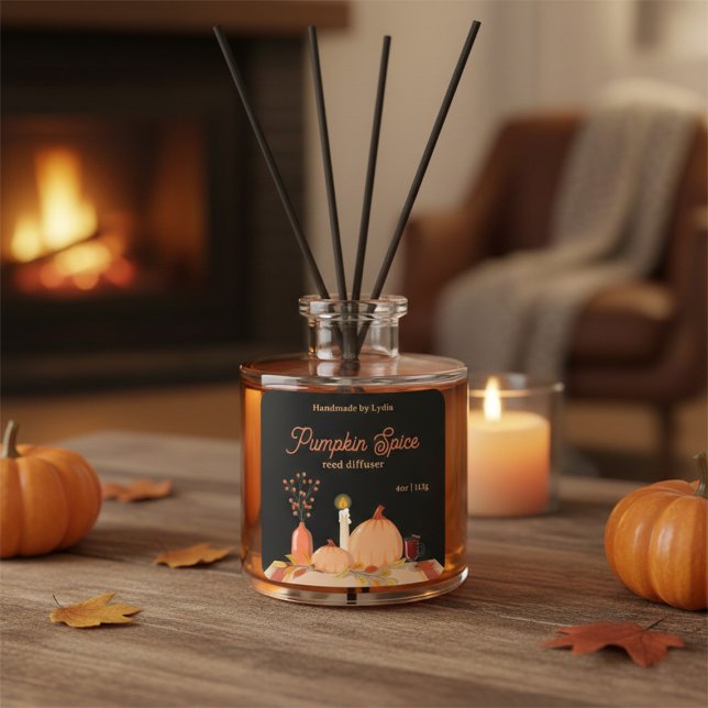 Adesivo Quadrado Pumpkin Spice Reed Diffuser Label (Criador carregado)