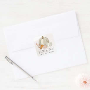 Adesivo Quadrado Pumpkins branco cai no pasto de envelopes de amor