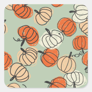 Adesivo Quadrado Pumpkins: Um padrão perfeito de Ação de Graças.