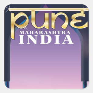 Adesivo Quadrado Pune, poster de férias de Maharashtra Índia