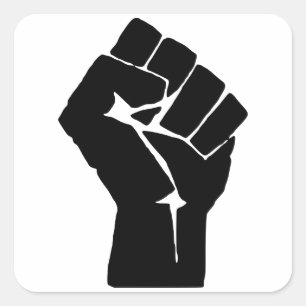 Adesivo Quadrado Punho Negro Erguido - Protesto de Resistência
