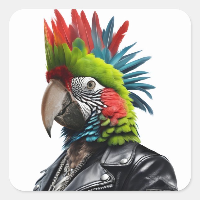 Adesivo Quadrado Punk Parrot (Frente)