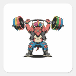 Adesivo Quadrado Punk Rock Stegosaurus Dinossaur Tocando Violão