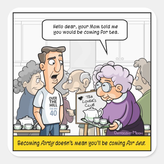 Adesivo Quadrado Punny aniversário de 40 anos Square Stickers (Frente)