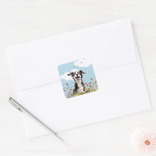 Adesivo Quadrado Pup Feliz (Envelope)