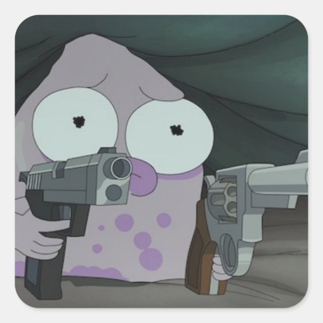 Adesivo Quadrado Pupa com duas armas (Frente)