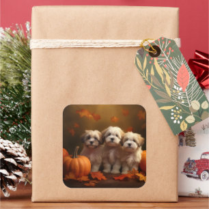 Adesivo Quadrado Puppy Autumn Delight Pumpkin