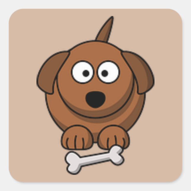 Adesivo Quadrado Puppy Com Vinheta Óssea (Frente)