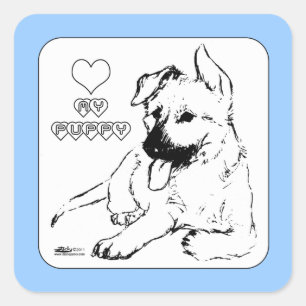Adesivo Quadrado Puppy Love