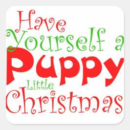Adesivo Quadrado Puppy Natal Pet Sticker