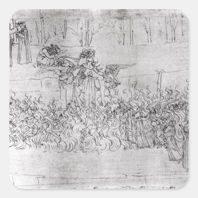 Adesivo Quadrado Purgatório, de "A Comédia Divina" por Dante (Frente)