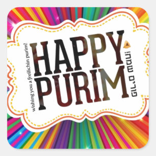 Adesivo Quadrado purim feliz