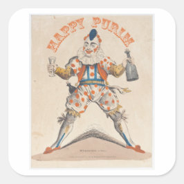 Adesivo Quadrado Purim. Feliz Palhaço. Lechaim