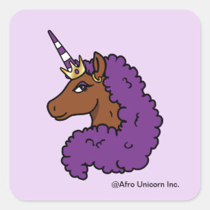 Adesivo Quadrado Purple Afro Unicorn