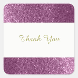 Adesivo Quadrado Purple Faux Glitter Obrigado