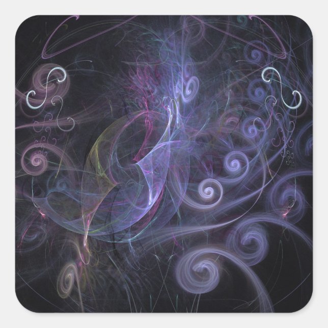 Adesivo Quadrado Purple fractals swirls (Frente)