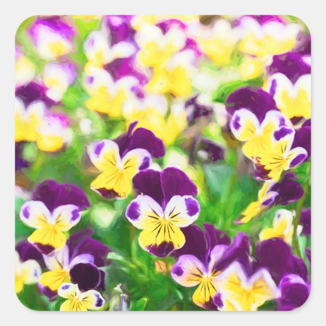 Adesivo Quadrado Purple Pansies (Frente)