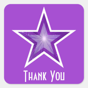 Adesivo quadrado Purple Star 'Obrigado'