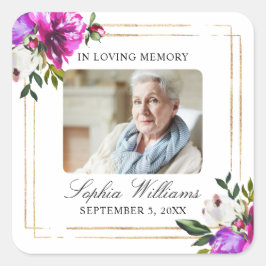Adesivo Quadrado Púrpura e verde Memorial Funeral Square Sticker