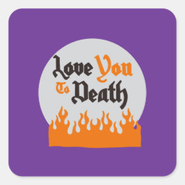 Adesivo Quadrado Púrpura Moderna Engraçado do Dia das Bruxas