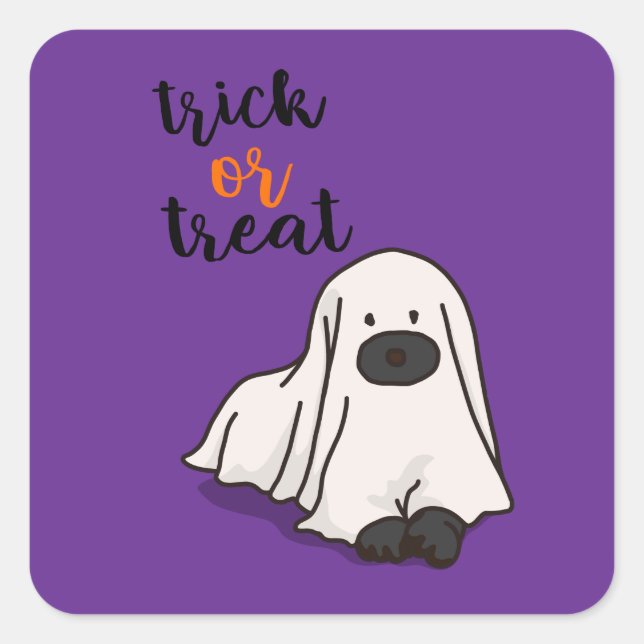 Adesivo Quadrado Púrpura Moderna Engraçado do Dia das Bruxas (Frente)