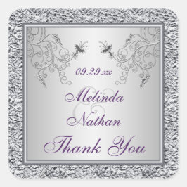 Adesivo Quadrado Púrpura Prata Floral Vedante Vedante