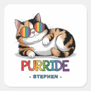 Adesivo Quadrado Purride - Orgulho Gato Legal   LGBTQ