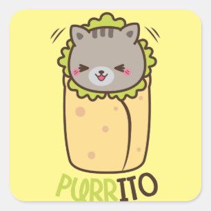 Adesivo Quadrado Purrito Gatinho Burrito