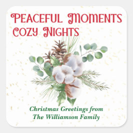 Adesivo Quadrado Pussy Willow Catkin Bouquet Christmas