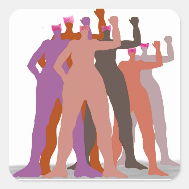 Adesivo Quadrado "Pussyhats se mantém unidos" (Frente)