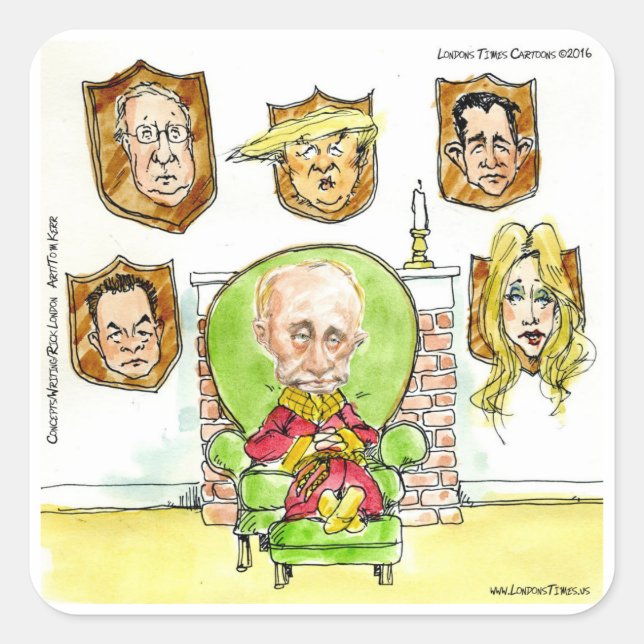 Adesivo Quadrado Putin The Hunter Não É Meu Presidente Trump (Frente)