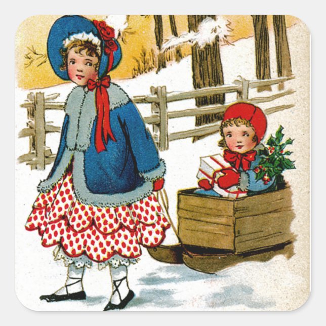 Adesivo Quadrado Puxando o trenó (Frente)