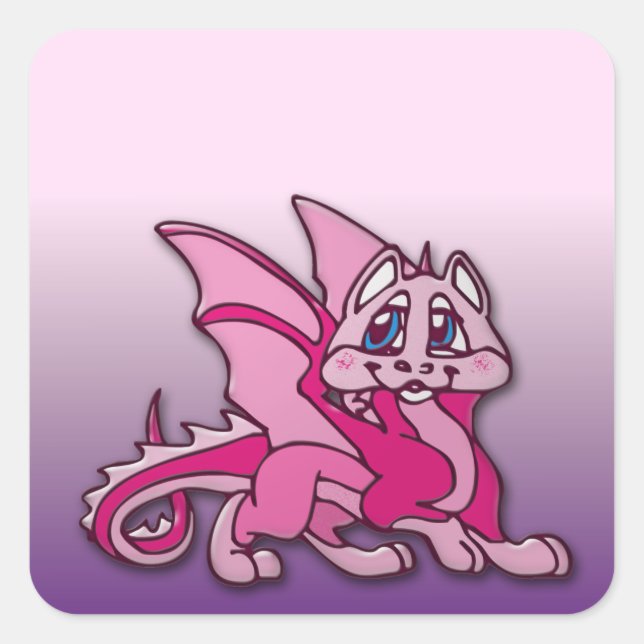 Adesivo Quadrado Pynky, o dragão (Frente)