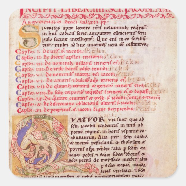 Adesivo Quadrado "Q" inicial historiado, representando três (Frente)