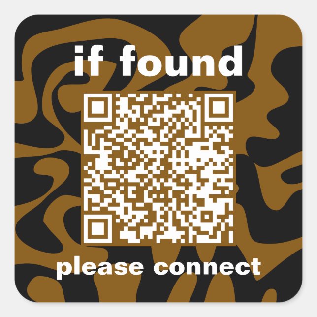 Adesivo Quadrado QR Code marrom descolado perdido encontrado (Frente)