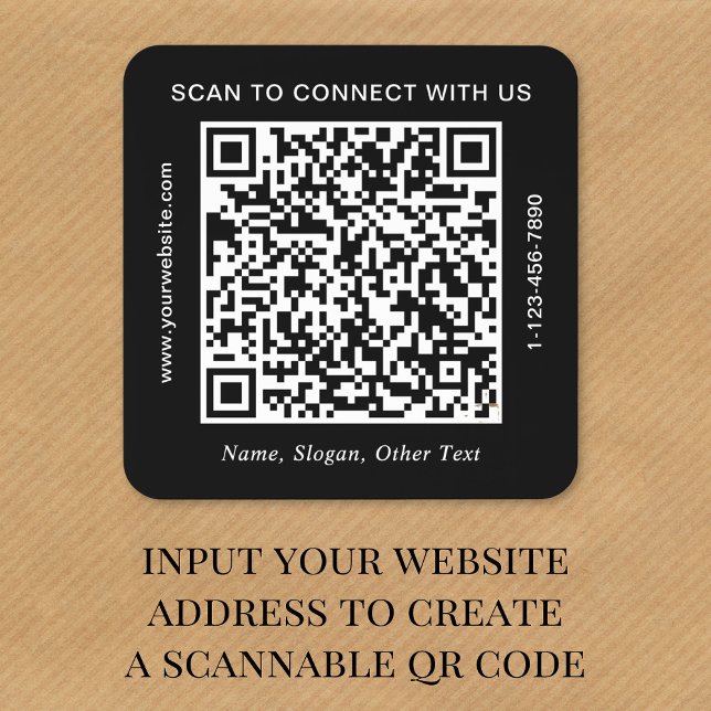 Adesivo Quadrado QR Code Preto Empresarial (Criador carregado)