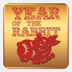 Adesivo Quadrado Quadrado floral vermelho S do zodíaco do ano do