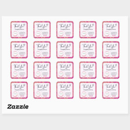 Adesivo Quadrado Quadrado Obrigado Business Stickers Quente Rosa Do
