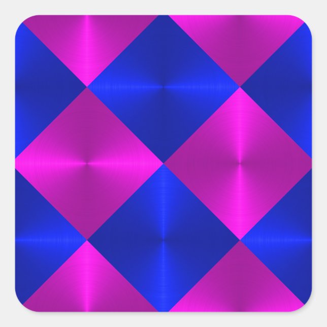 Adesivo Quadrado Quadrados com aspecto metálico rosa e azul (Frente)