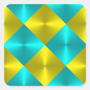 Adesivo Quadrado Quadrados de aspecto metálico-amarelo