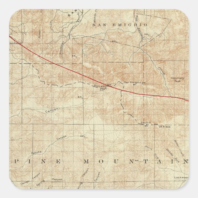 Adesivo Quadrado Quadrângulo do Monte Pinos mostrando San Andreas R (Frente)