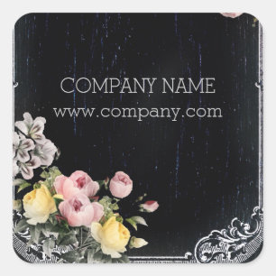 Adesivo Quadrado quadro botânico do vintage elegante rústico flor