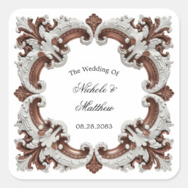 Adesivo Quadrado Quadro Casado Barroco Elegante